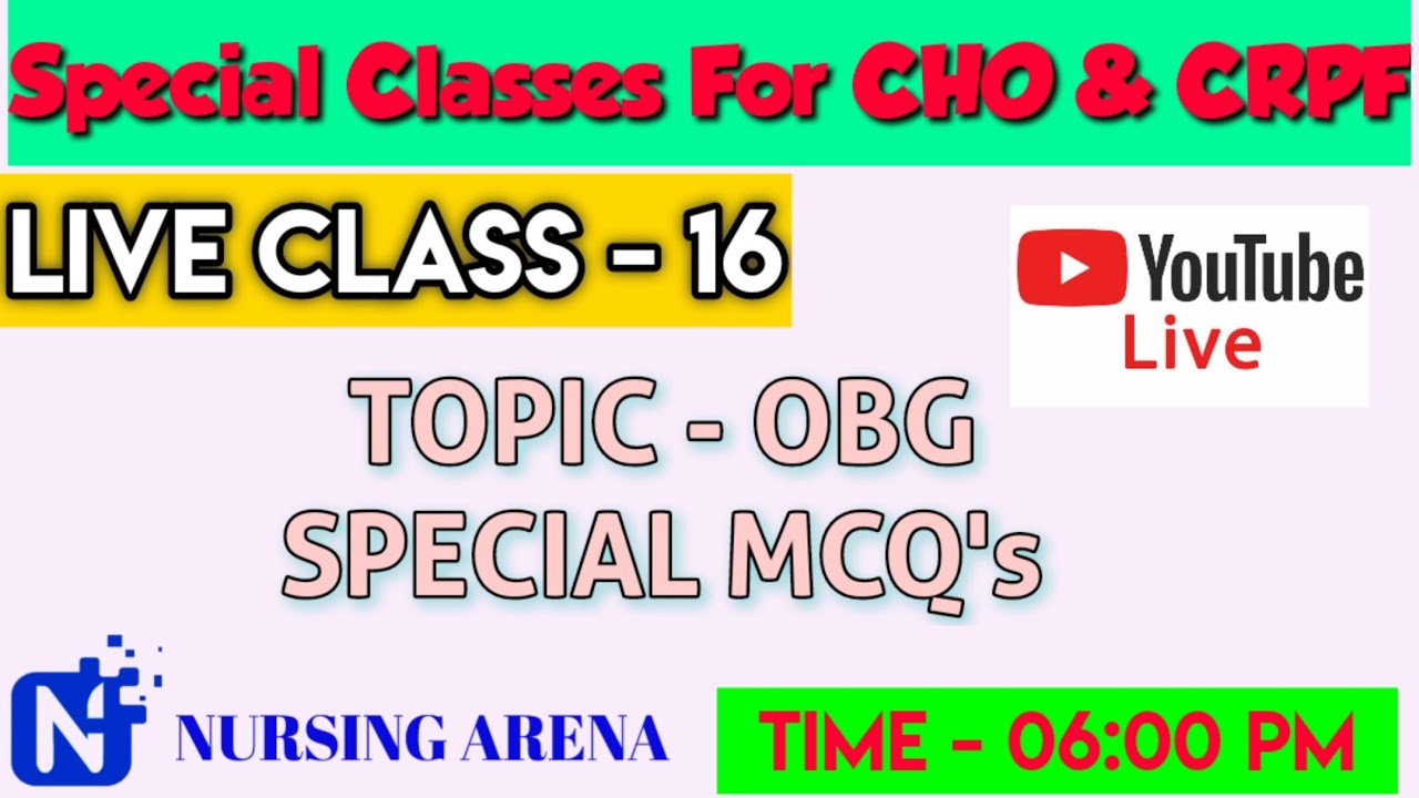 Live Class 16 || OBG SPECIAL MCQ's || For CHO &CRPF