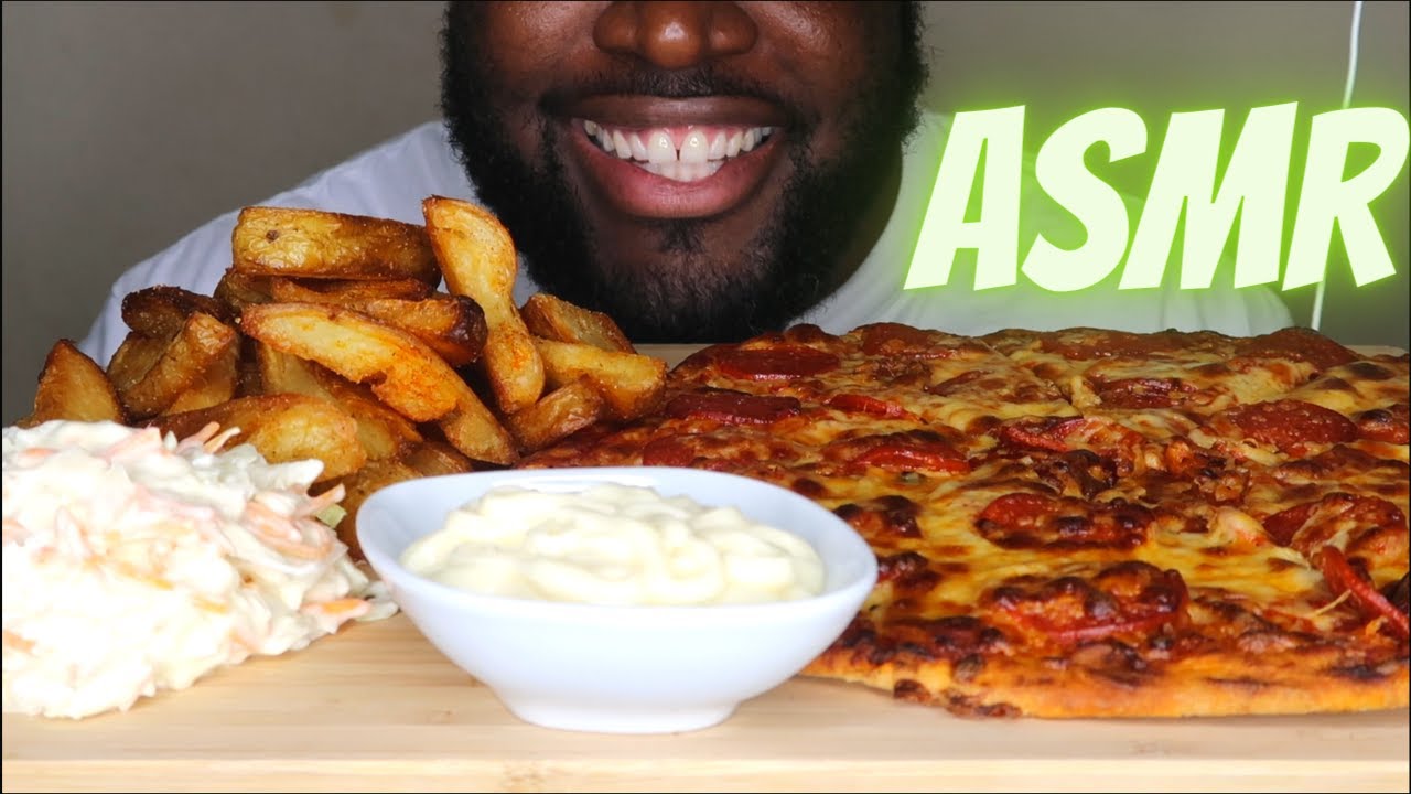 ASMR Pepperoni Pizza & Crispy Chunky Chip NO TALKING EATING SOUNDS