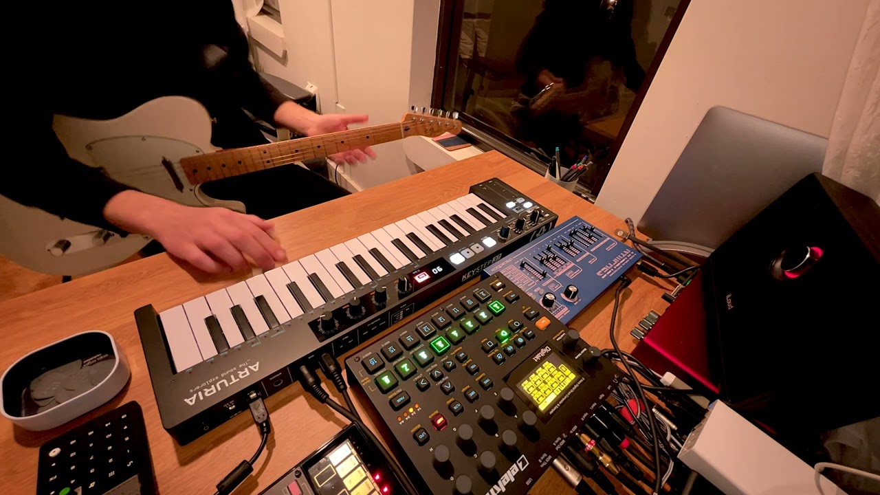 digitakt dawless jam with nymphes + volca fm + guitar looping