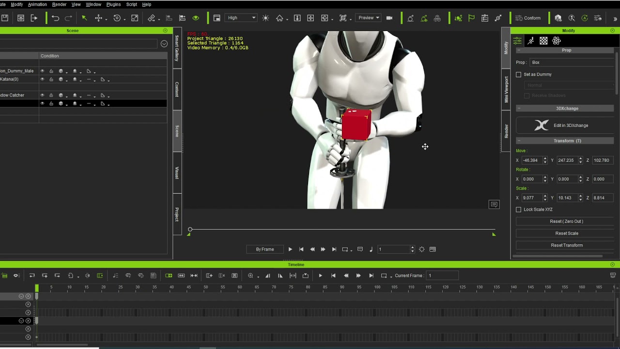 Using two hands to hold a stick with motion in iClone