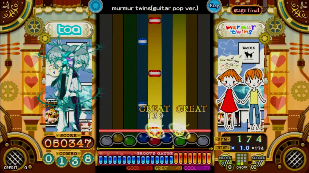 [pop'n music うさぎと猫と少年の夢] murmur twins (guitar pop ver.) (CUDDLE CORE) Easy
