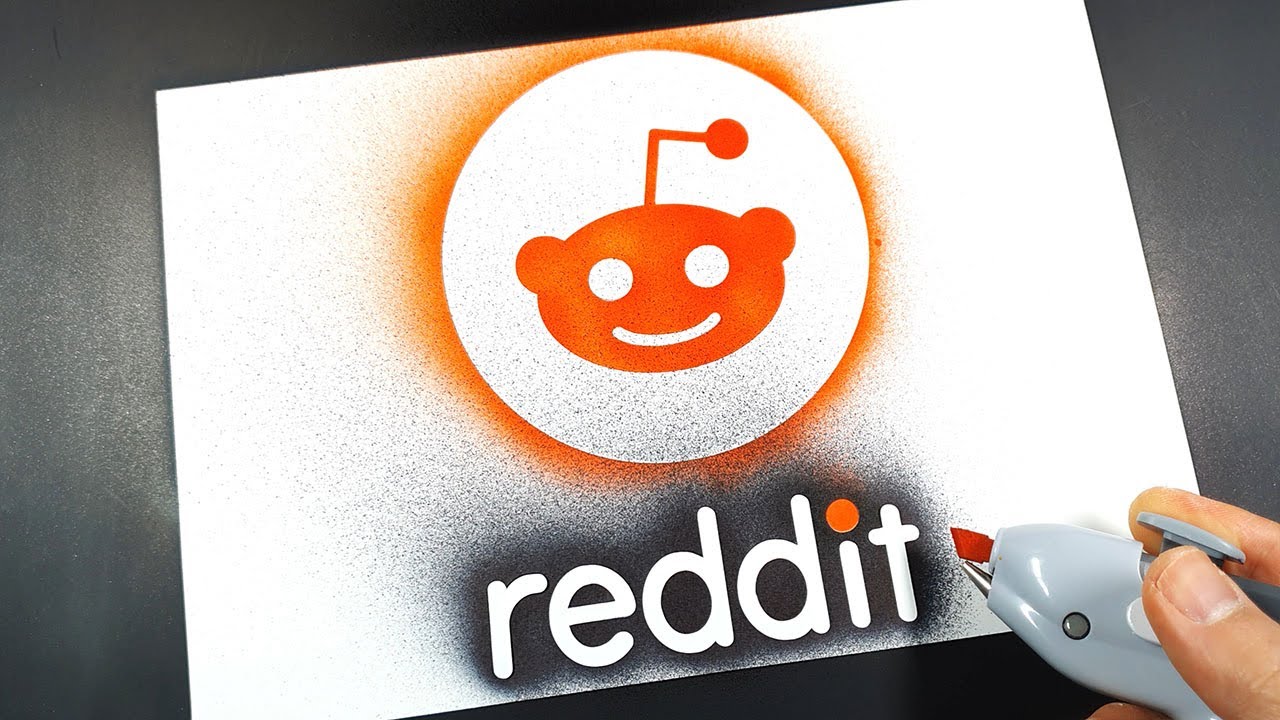 How to draw reddit logo with a stencil | Logo art | Stencil art