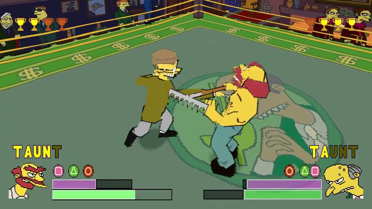 Groundskeeper Willie vs. Waylon Smithers: The Simpsons Wrestling Gameplay