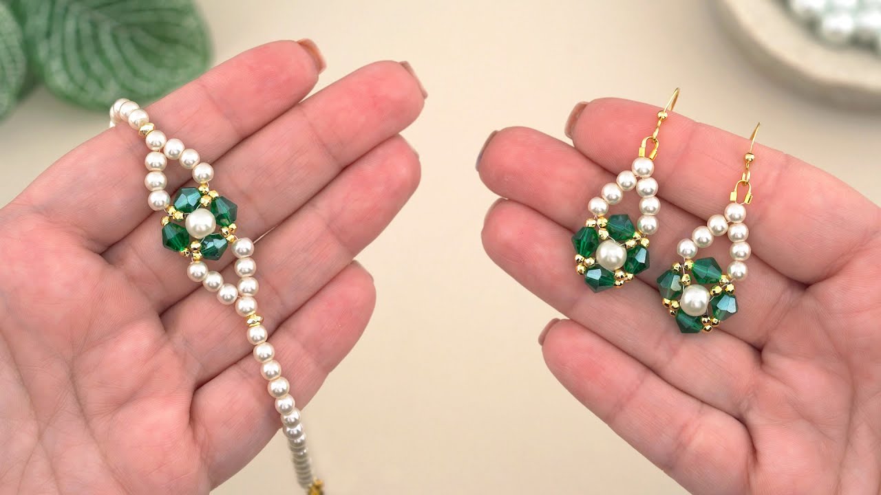 Beaded Pearl Bracelet Tutorial | Beautiful Handmade Jewelry: Easy Beads Earrings and Bracelet Making