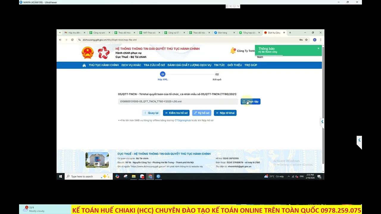 Hướng dẫn nộp BCTC 2025 trên trang dịch vụ công.