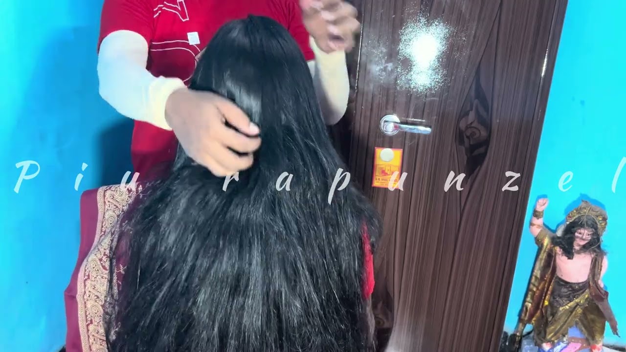 Rapunzel Long Hair # Black Silky Shiny Long Hair Play By Boy FrIend  Hair Play Rapunzel 