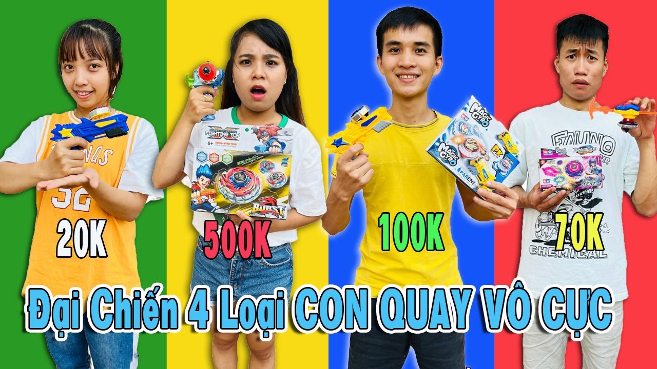 Đại Chiến 4 Loại Con Quay Vô Cực 1k vs 10k vs 100k vs 1 Triệu - Con Quay Nào Bách Chiến Bách Thắng?