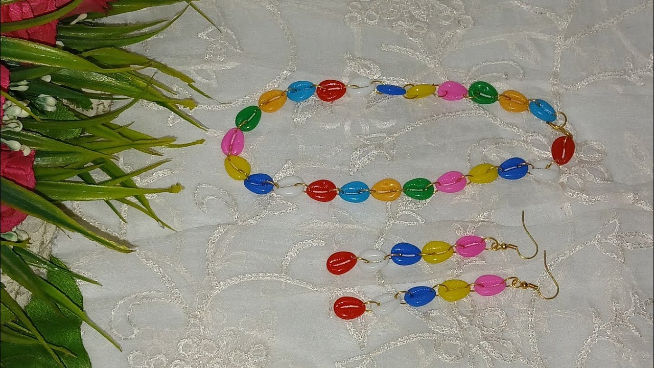 DIY Holi Special Beautiful Jewellery Making Ideas At Home👌Cowrie Shell Earrings & Necklace 