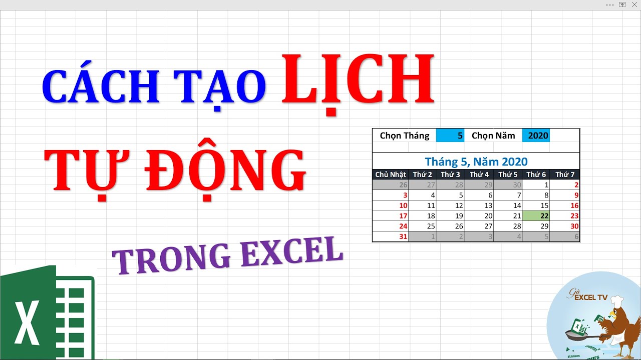 Hướng dẫn cách tạo lịch tự động trong Excel