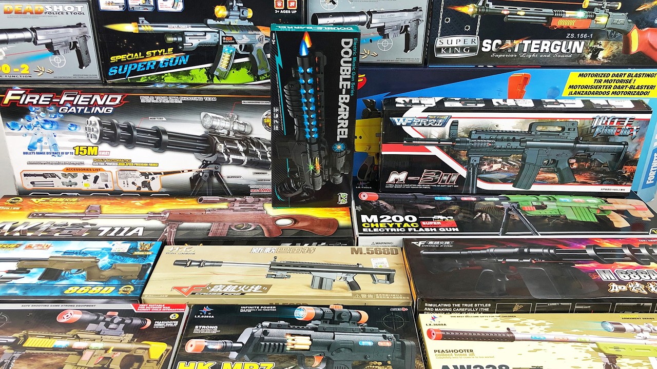 I Opened 10 Crazy Toy Guns! M200 CheyTac, AW338, HK MP7, M568D, M4A1, Nerf Fortnite AR-L