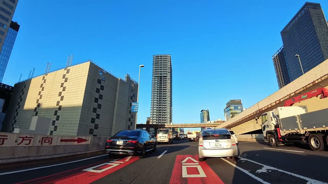 【4K 東京 朝ドライブ】首都高の朝日｜鈴ヶ森IC→西神田→東京ドーム 渋滞なし　Tokyo Morning Drive