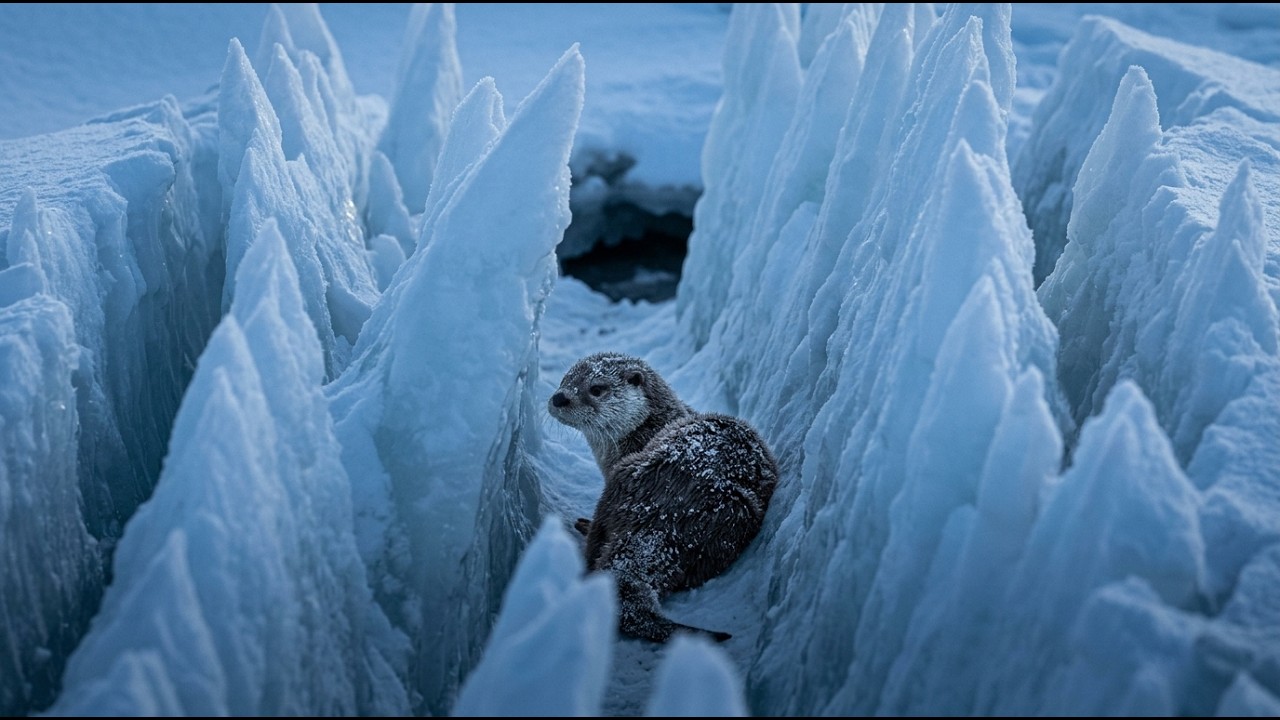 The Otter. The Ice. The First Dive. #wildlife #otterrescue