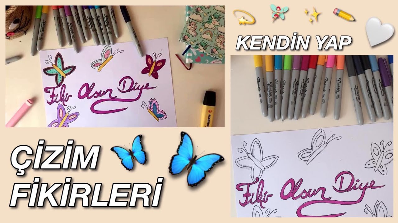 Çizim Zamanı | Kolay Çizim | Çizim Fikirleri | Kelebek Çizimi