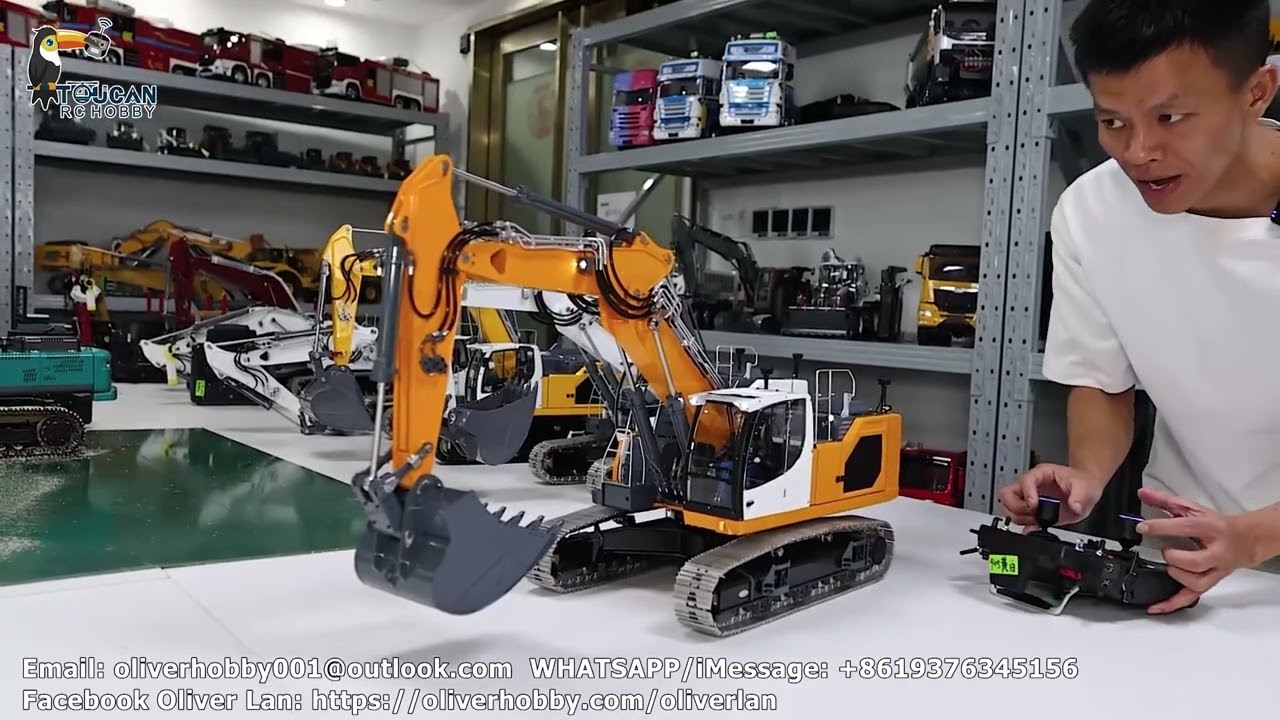 Unbox LESU 3 arms 945 RC excavator, available add sound smoking system, attachments