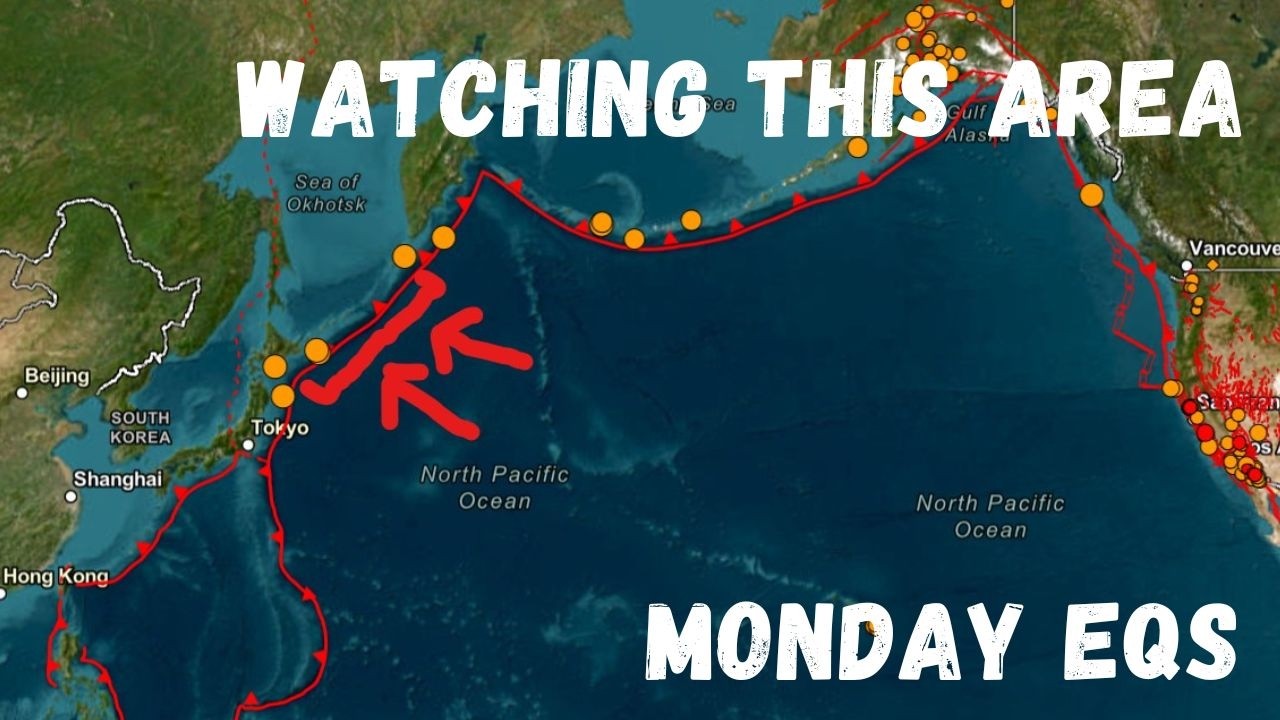 Kuril Kamchatka Trench Earthquake activity. California swarming near Pinnacles. Monday update