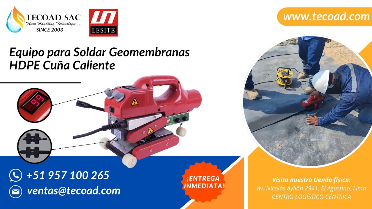 EQUIPO PARA SOLDAR GEOMEMBRANAS HDPE CUÑA CUALIENTE-TECOAD