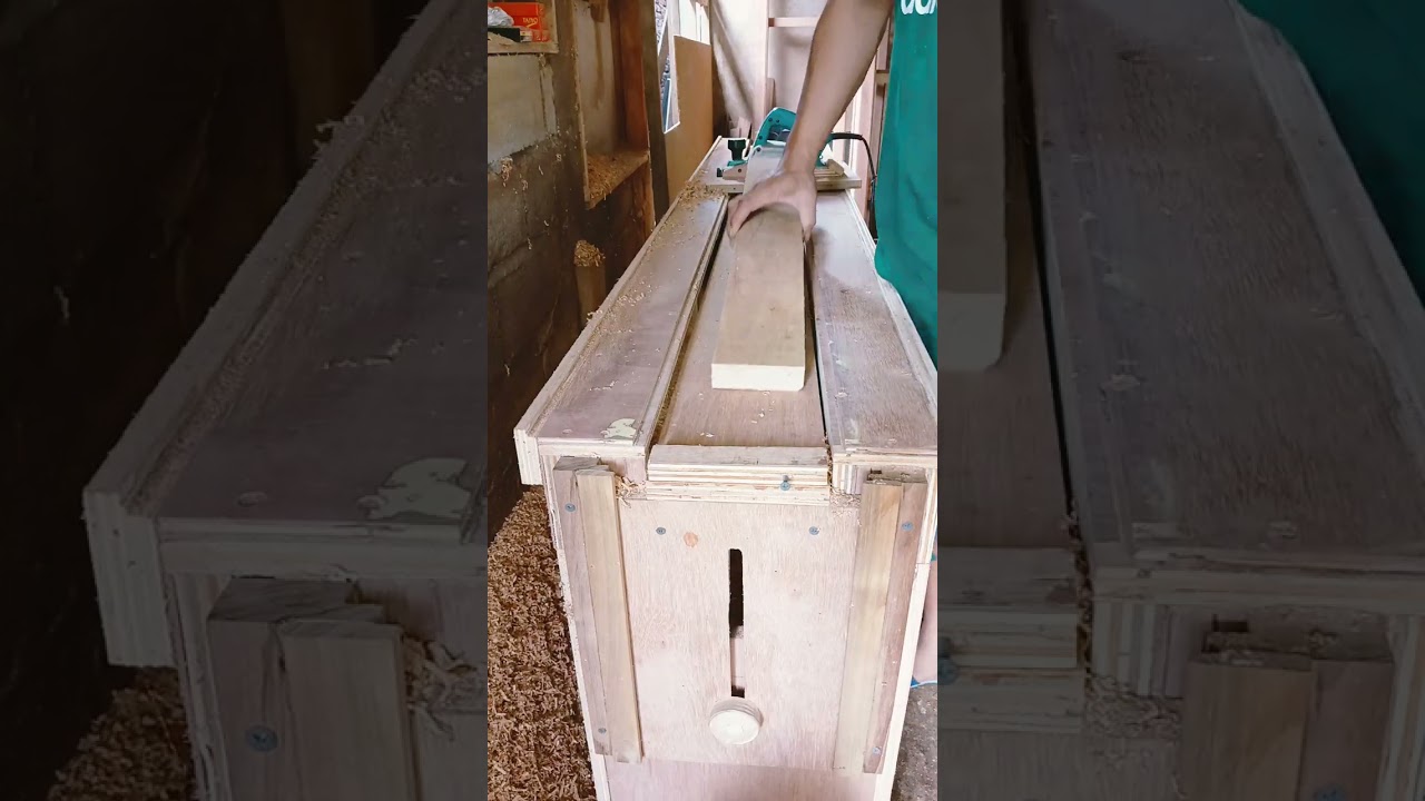 Serut kayu rapi presisi dgn meja rakitan sendiri #woodworking #tipskayu