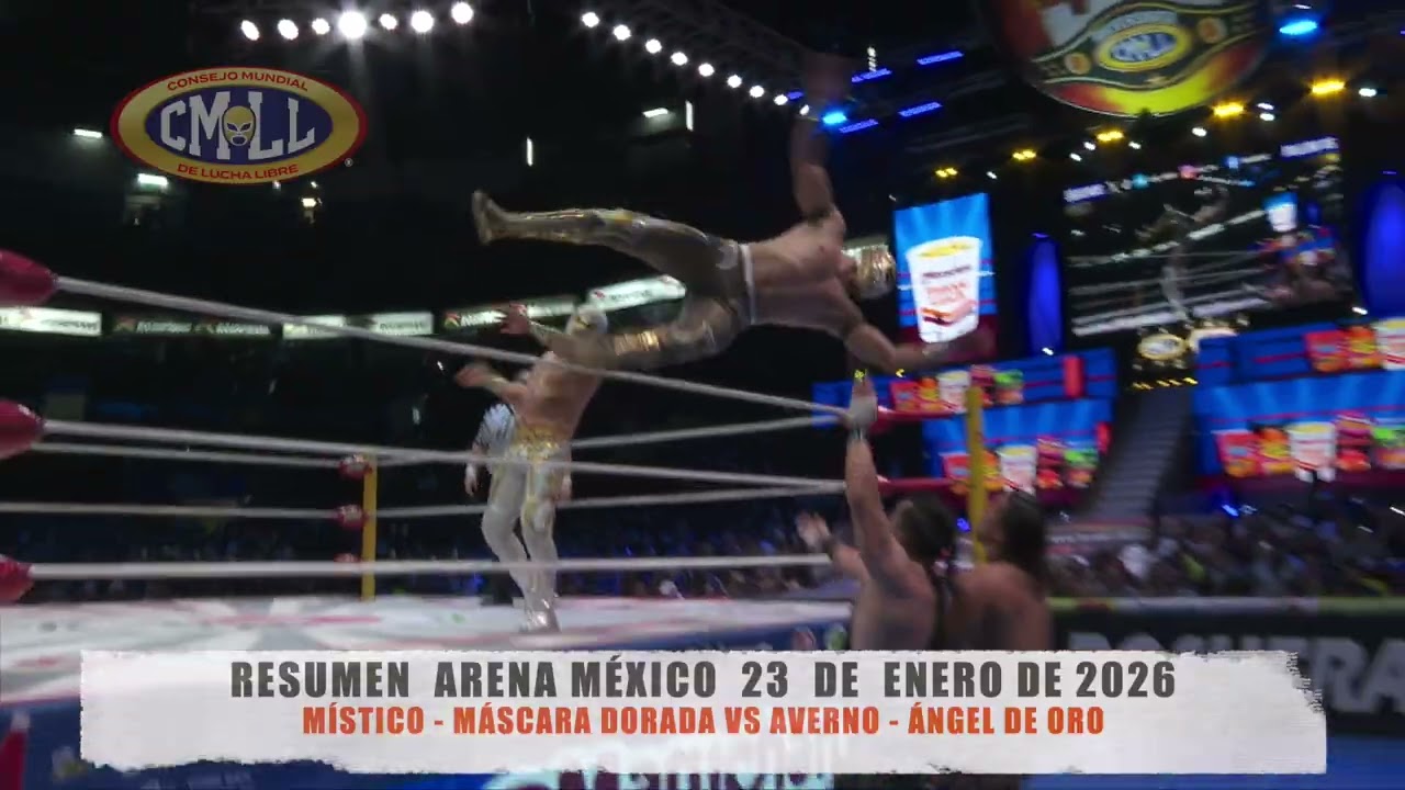CMLL - M&Iacute;STICO - M&Aacute;SCARA DORADA VS AVERNO - &Aacute;NGEL DE ORO  / ARENA M&Eacute;XICO/23-01-26