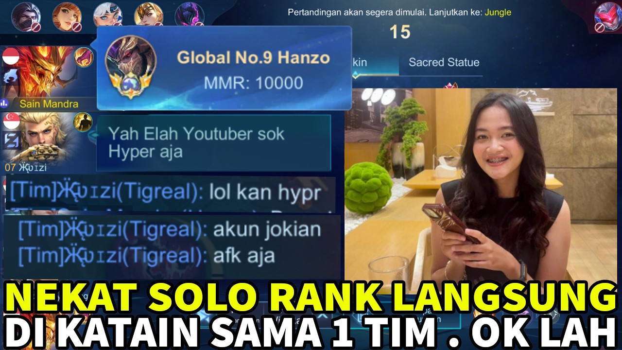 Youtuber Redup Sok Hyper , AFK aja kau 4kun Jokian! SOLO RANK di Remehin Publik , Ok Lah - MLBB