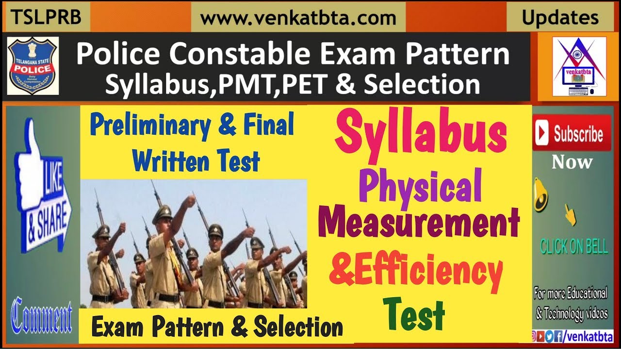 TSLPRB Police Constable Exam Pattern,Syllabus ,PMT,PET& Selection Process Full Details