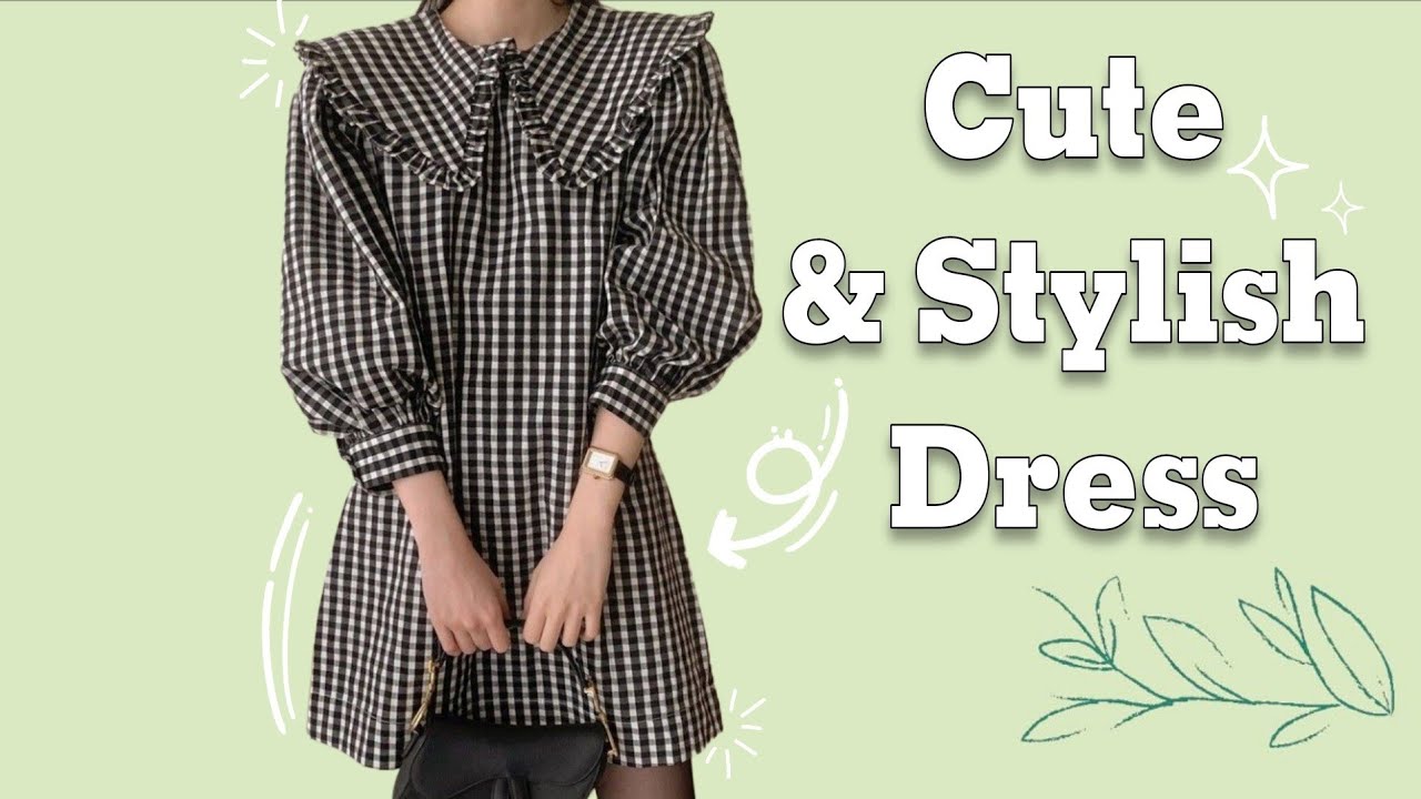 Trendy Doll Collar Puff Sleeve Dress pattern | Cute & Chic Design✨️