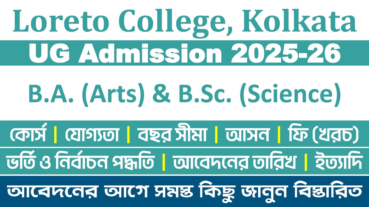 Loreto College Kolkata UG Admission 2025-2026: Full Information | BA, B.Sc Honours & MDC