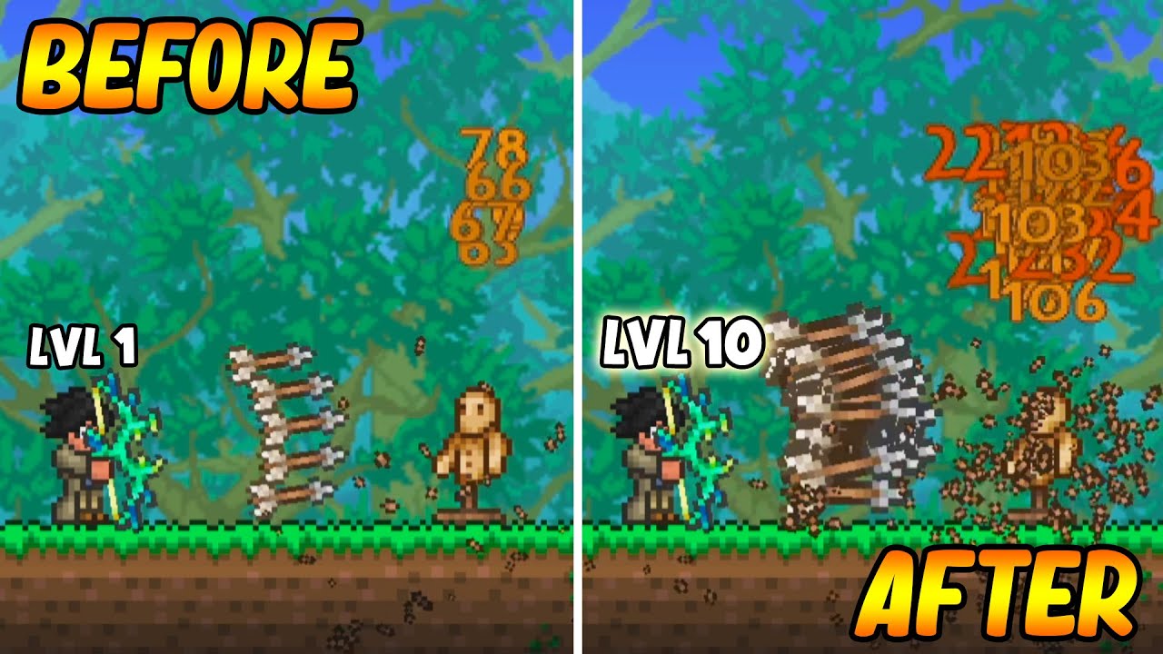 Terraria, But Damaging Enemies UPGRADE My Bows...