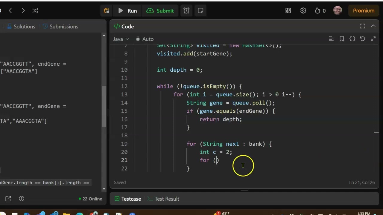 Minimum Genetic Mutation - Leetcode 433 - Graph BFS (Java)