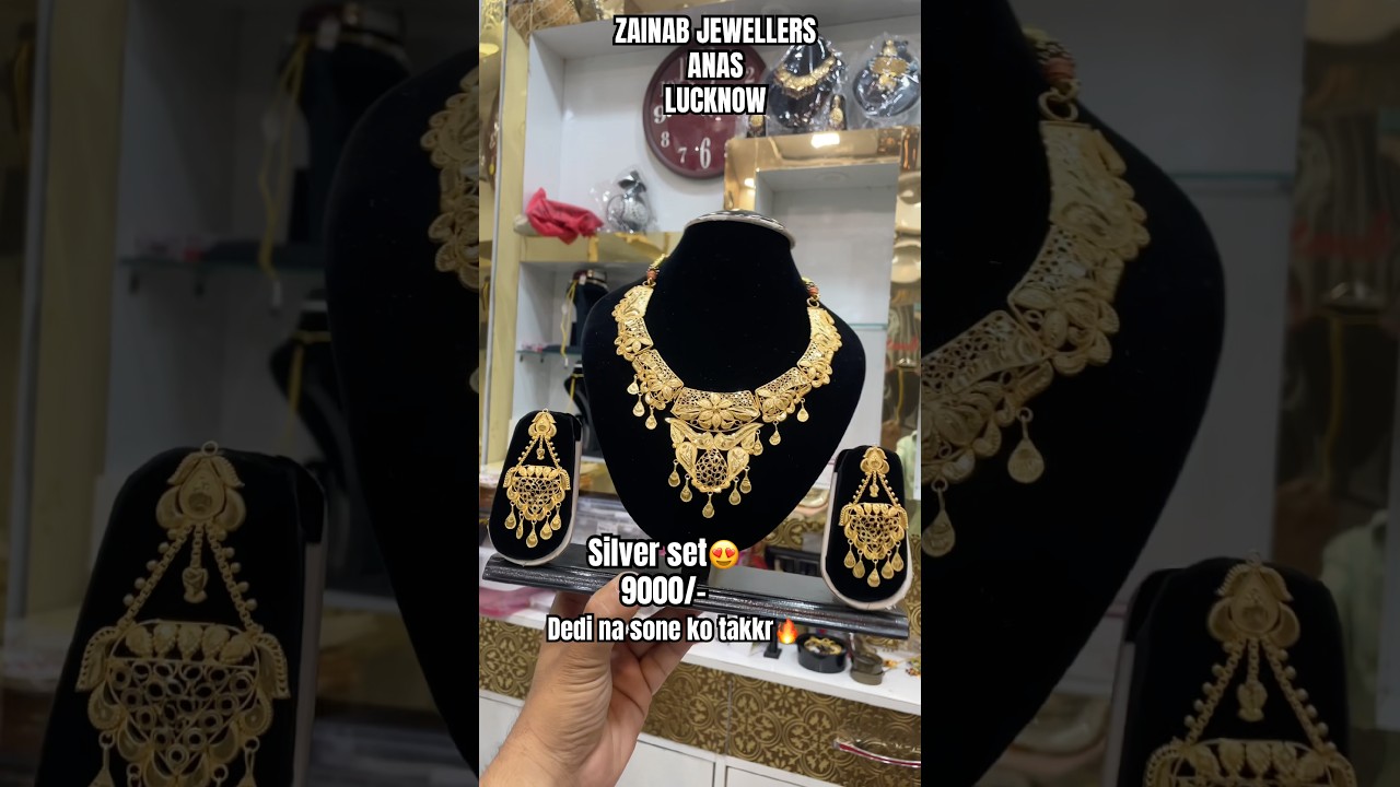 Silver set in real gold look 9000/- gold polish #silver #jewellery #goldpolish  #shorts