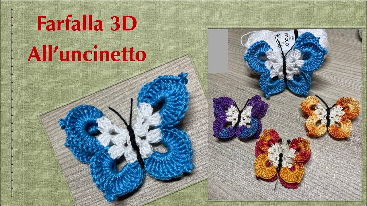 Farfalla 3D all'uncinetto