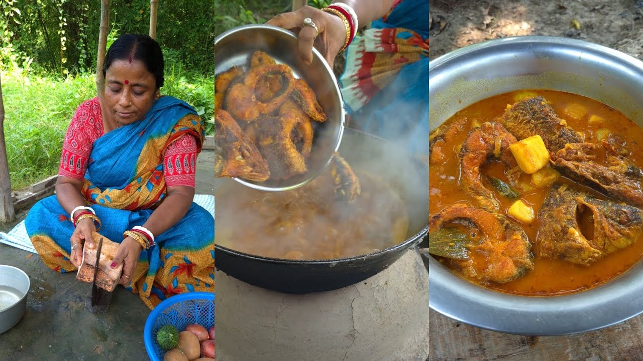 Oal Diye Rui Macher Jhol | Traditional Bengali Fish Curry Recipe | Authentic Village Style Cooking