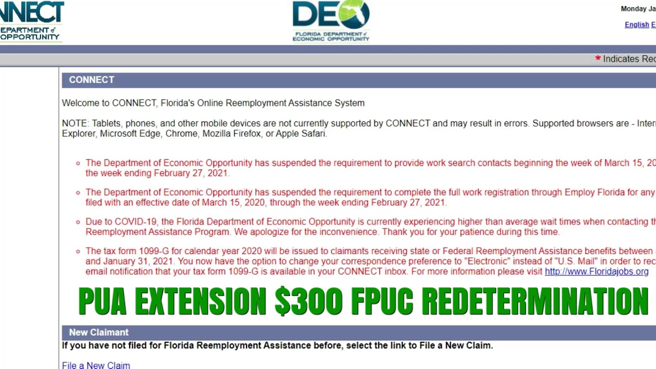 💲300 FPUC PUA Extension Florida DEO Reemployment Questionnaire Tutorial Unemployment Walk Through👈🏿