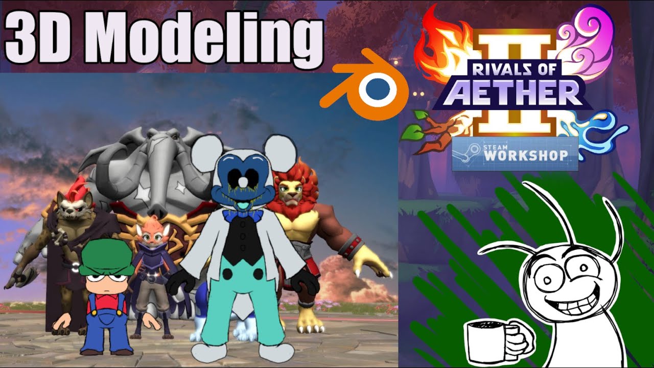 Modeling Bambi and Photo-Negative Mickey for Rivals of Aether 2! (Blender Stream)