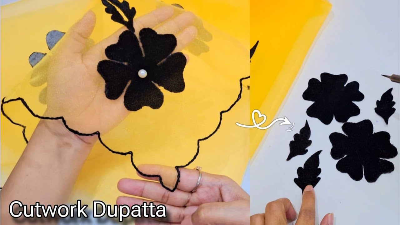 Cutwork Scallop Embroidery ✨️ designer dupatta| Dupatta design | simple sewing machine embroidery