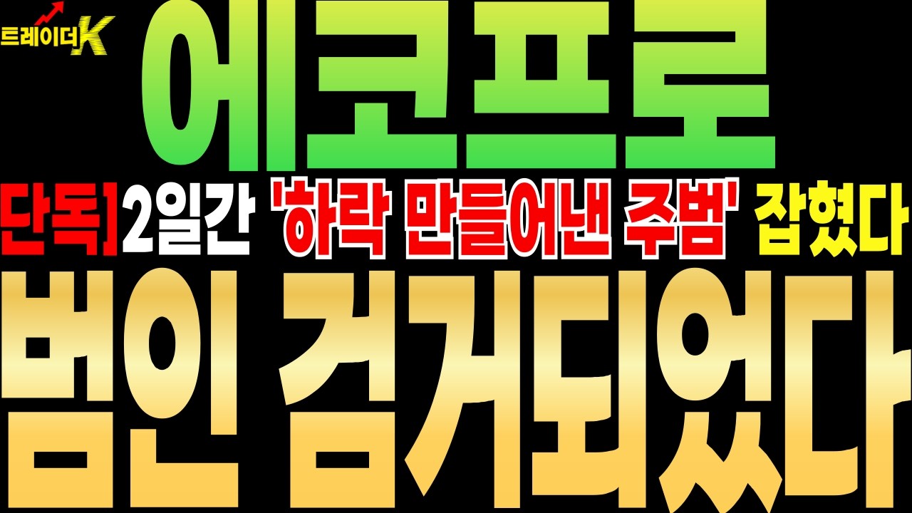 [에코프로 주가전망][단독]2일간 '하락 만들어낸 주범' 잡혔다 ''범인 검거되었다'' #에코프로 #에코프로주가전망 #트레이더K