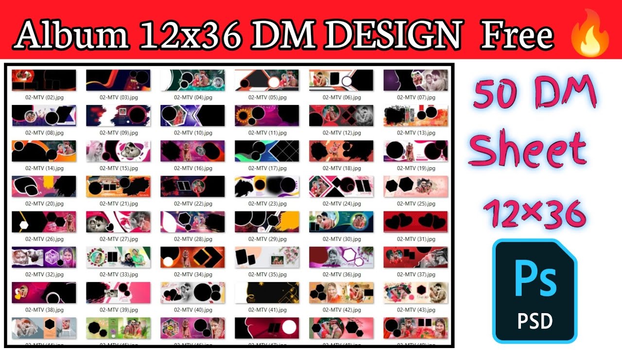 Album DM design 12&times;36 50 psd file full editable | DM sheet || #album #photoshoptutorial
