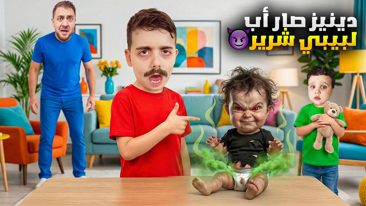 دينيز صار أب لبيبي شرير ليوم كامل 😱 ما قدر عليه وهرب 😰 النهاية صادمة!!