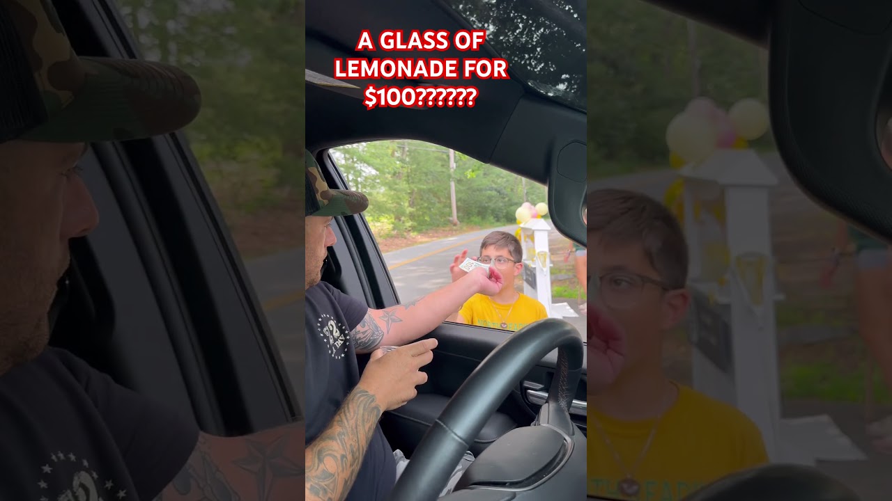 SURPRISING KIDS AT A LEMONADE STAND WITH $100 #tip  #shorts