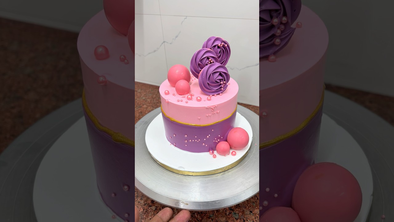 Beautiful pink and purple roses cake #cakedecorating #roses #chocolatecake #trending #shorts #short