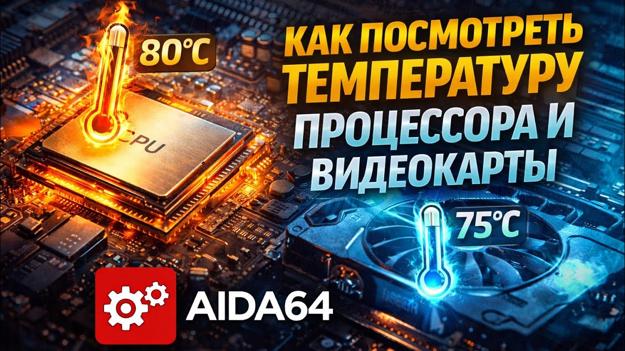 Как посмотреть температуру процессора и видеокарты Aida64