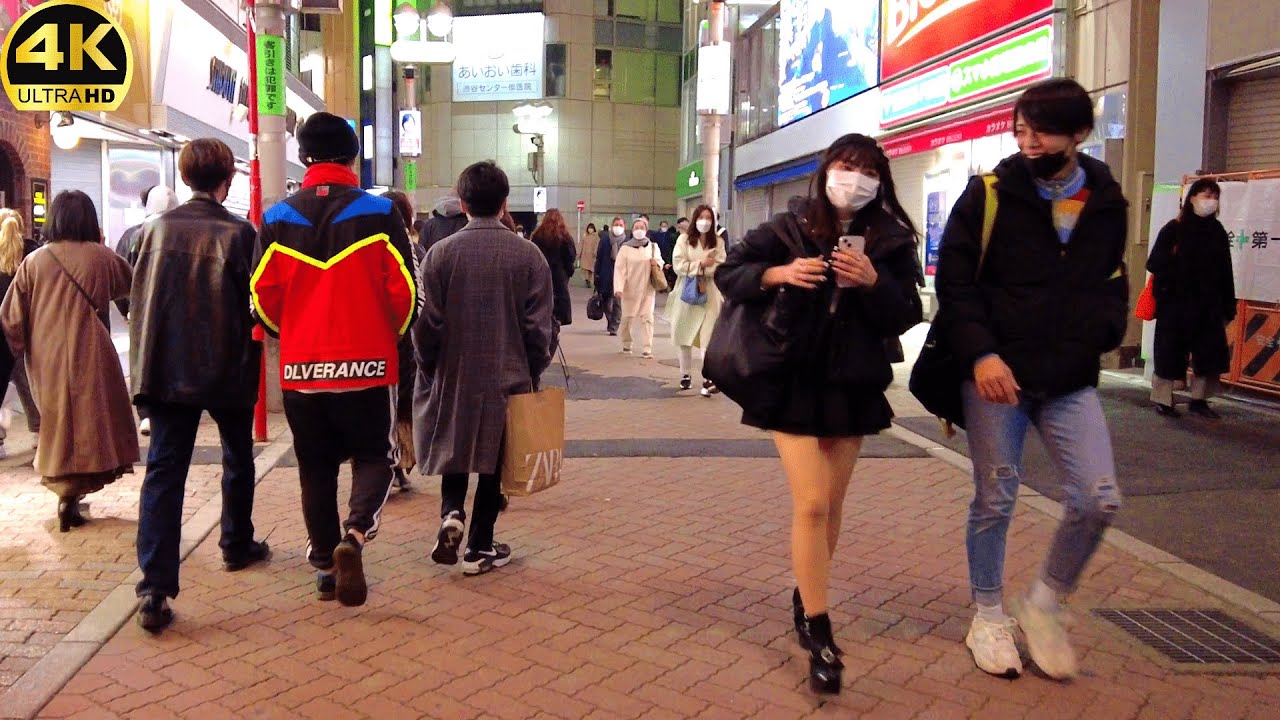 【4K】Tokyo Field Walk - Shibuya @night - March 2022