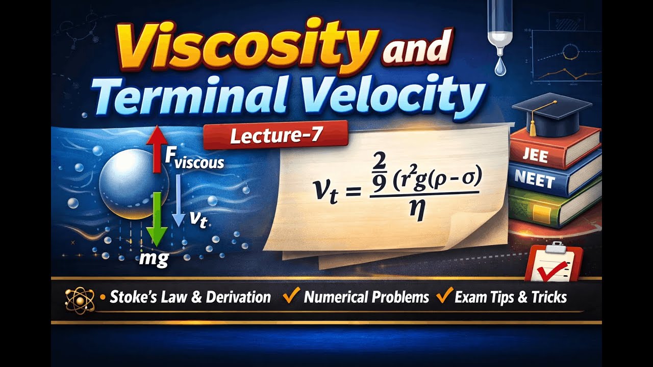Viscosity and Terminal Velocity | Complete Concepts & Numericals | Lecture–7