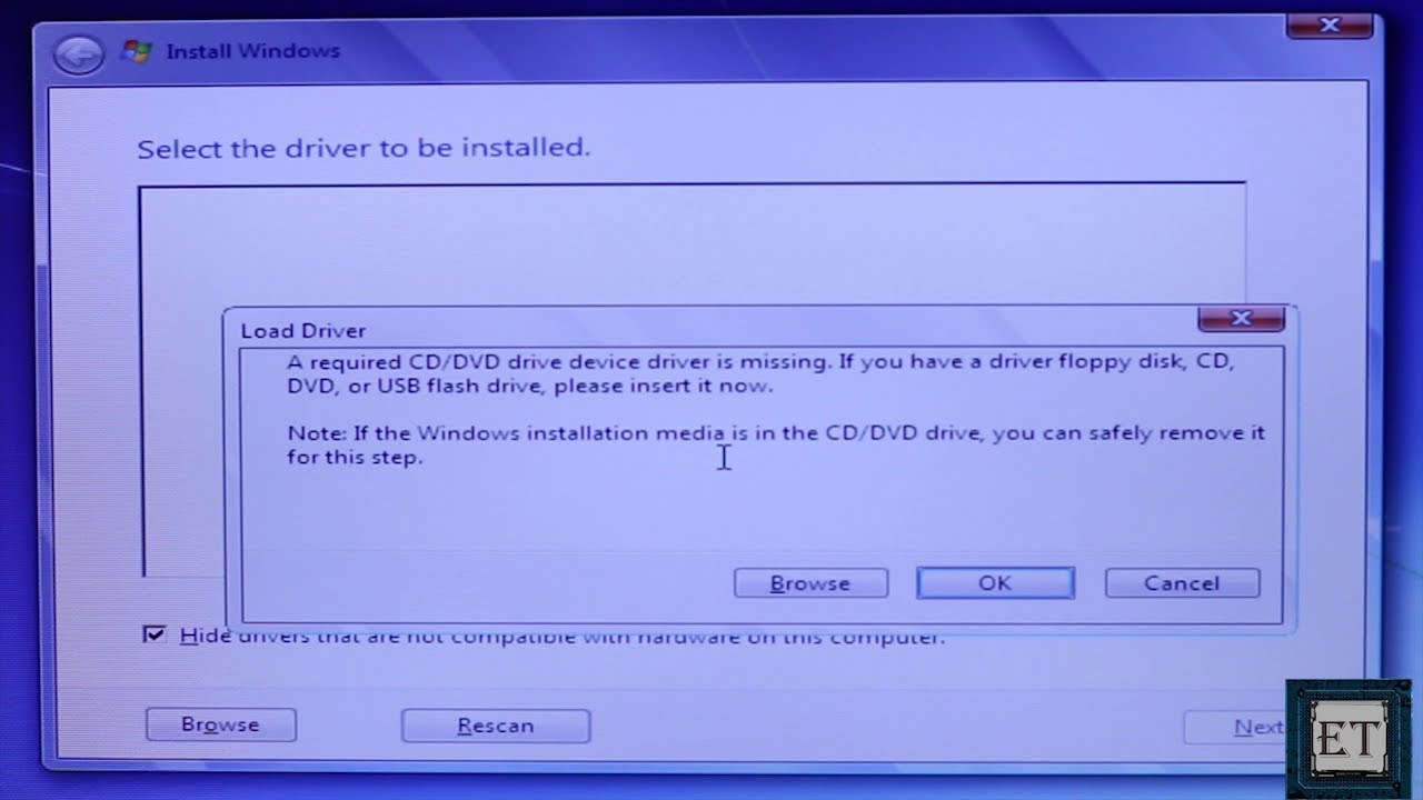 Исправления для Windows 7: отсутствует требуемый драйвер CD-DVD (ошибка установки Windows 7 через...