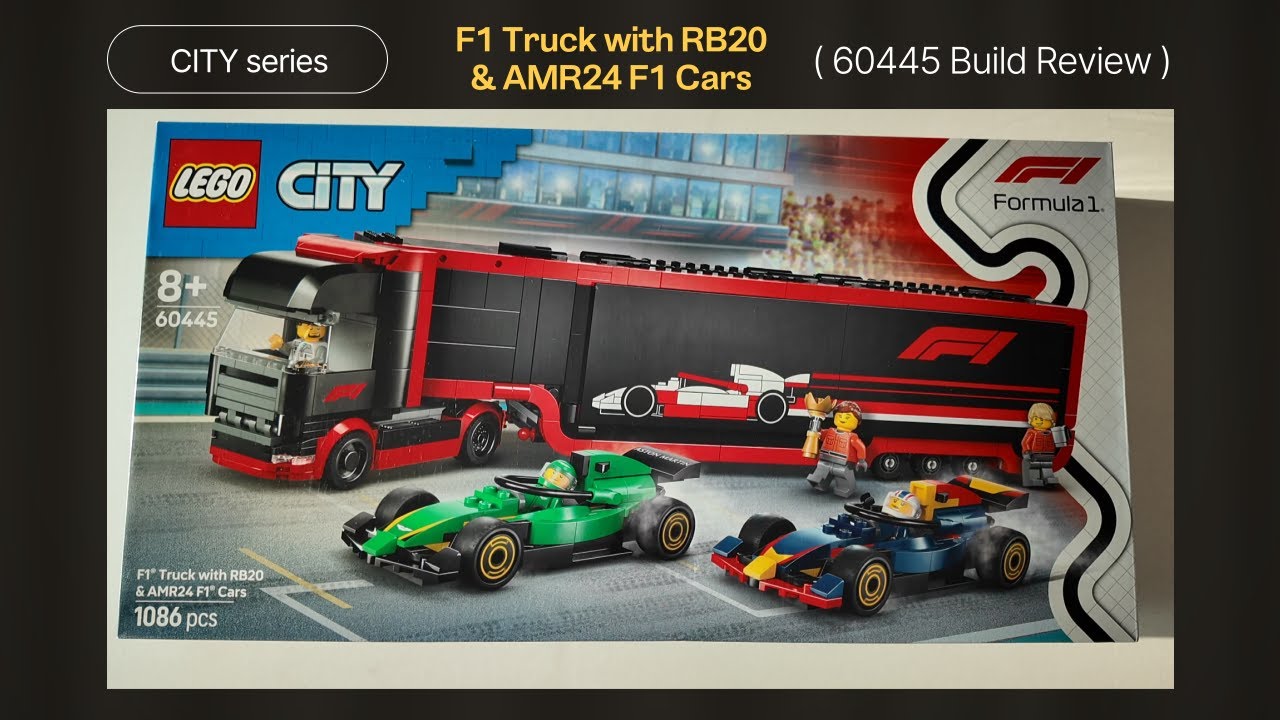LEGO F1 Truck with RB20 & AMR24 F1 Cars (60445) build review full ver. #lego #legocity #legobuild