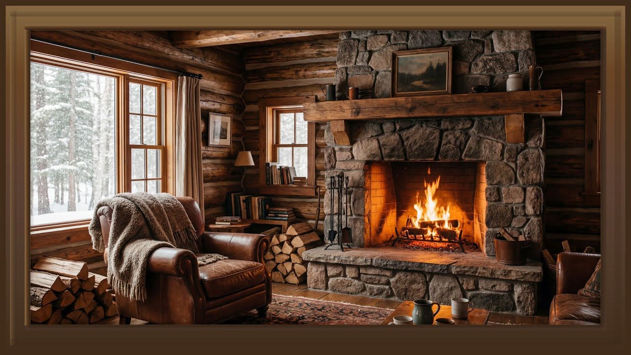 Frame TV Art 4K – Cozy Cabin Fireplace | 2 Hour Ambient Screensaver