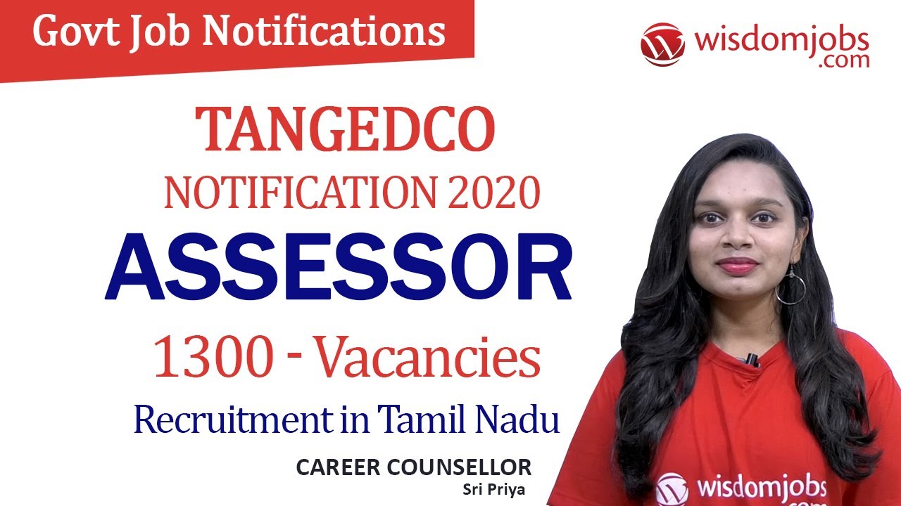 TANGEDCO Recruitment 2020 |  1300 Assessor Vacanccies in Tamil Nadu @Wisdom Jobs