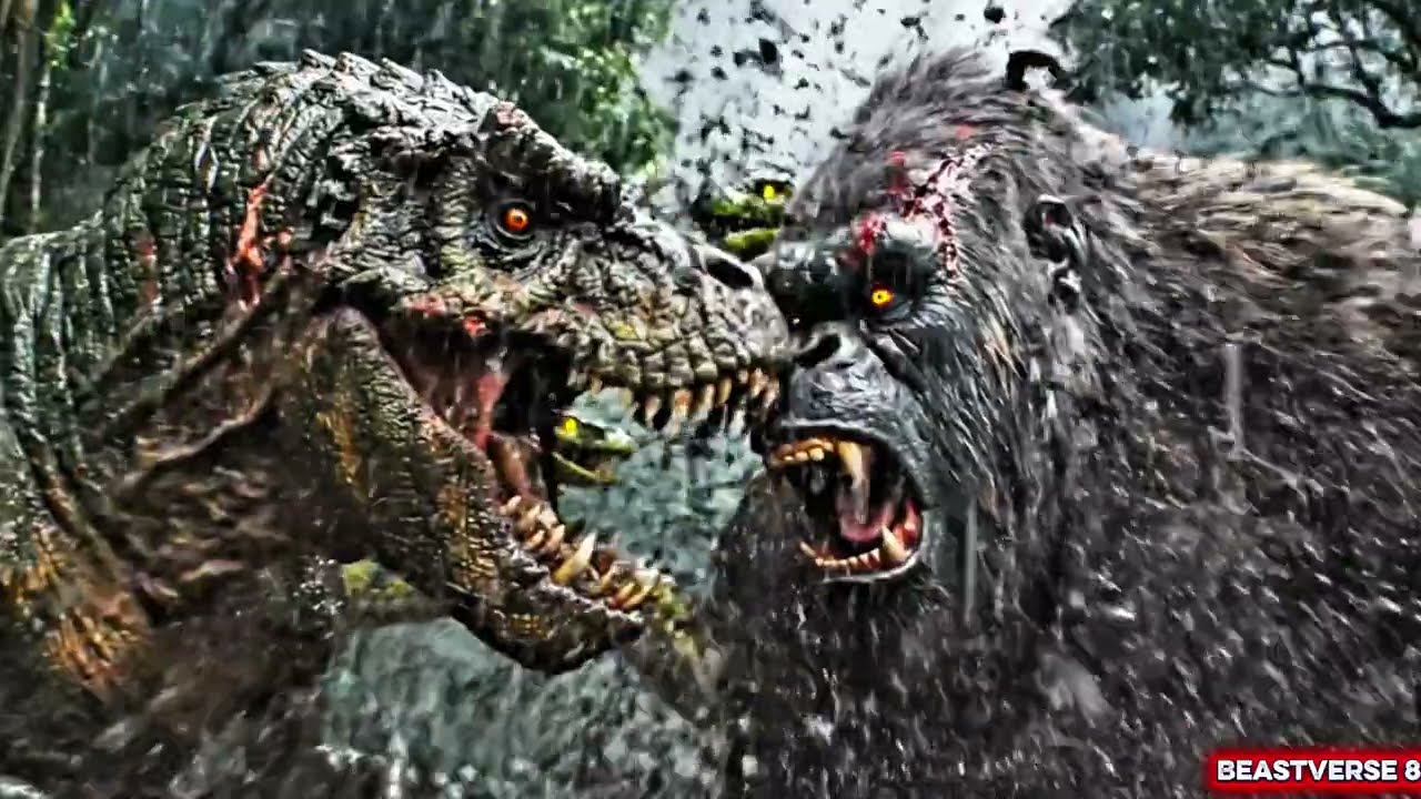 110FT Kong vs 90FT Anaconda 🦍🐍 | Dinosaur Incoming! 🔥 (AI Epic). @PrehistoricHumans-100s 