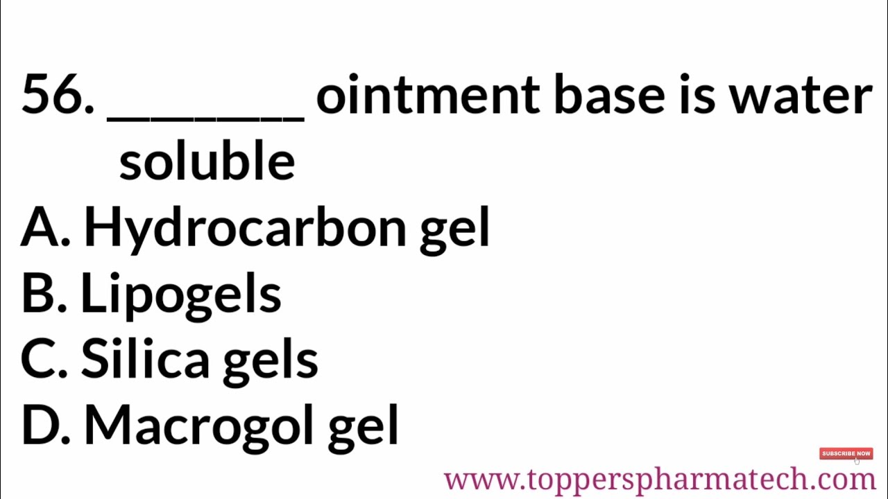 Pharmaceutics MCQ - 3 || #PharmacistExam QuestionsPaper | DCO Exam | GPAT Exam | NIPER Exam