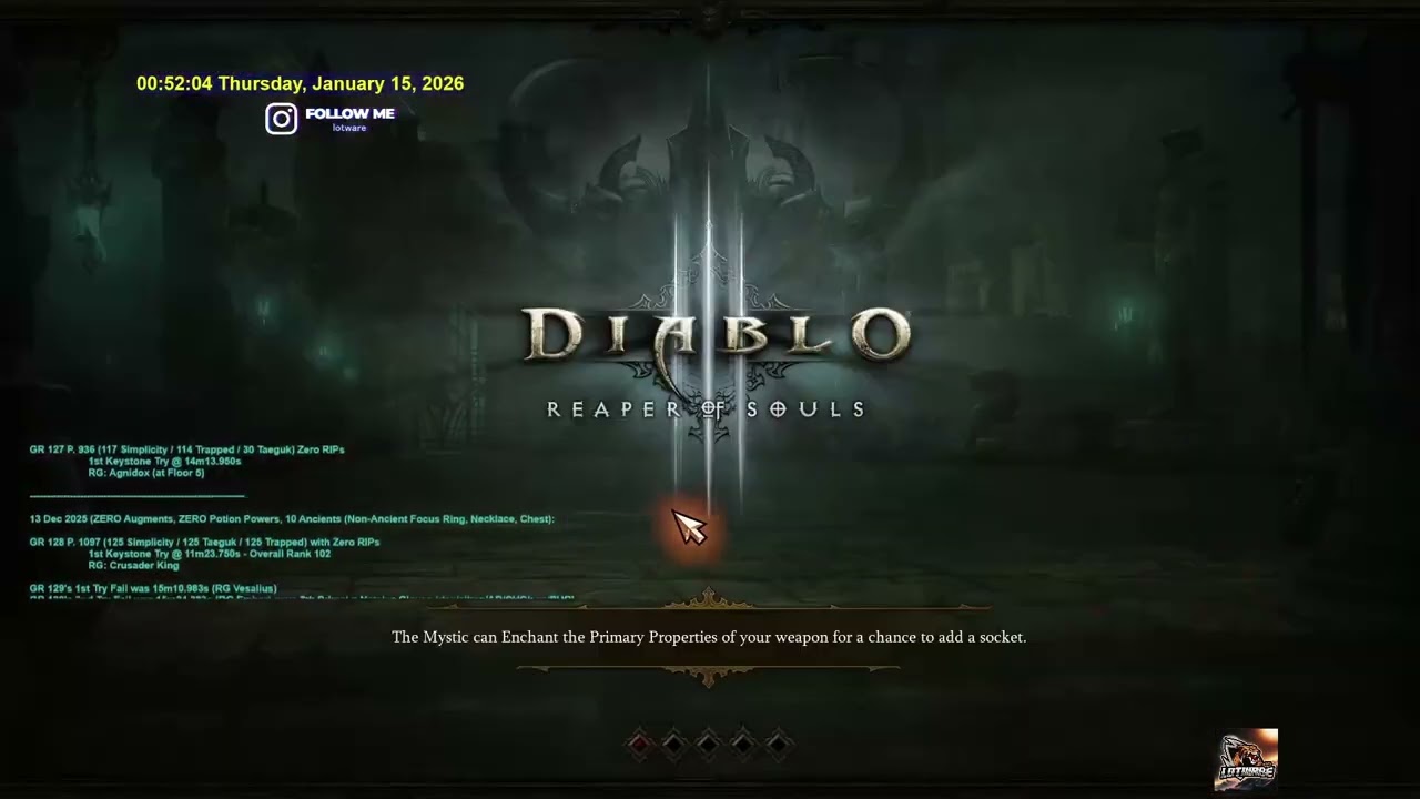 D3 15Jan2026 EU- Season 37 - GoD DH Zero Augments 5x Random GR 118 for Empowering for Gogok Rank 25