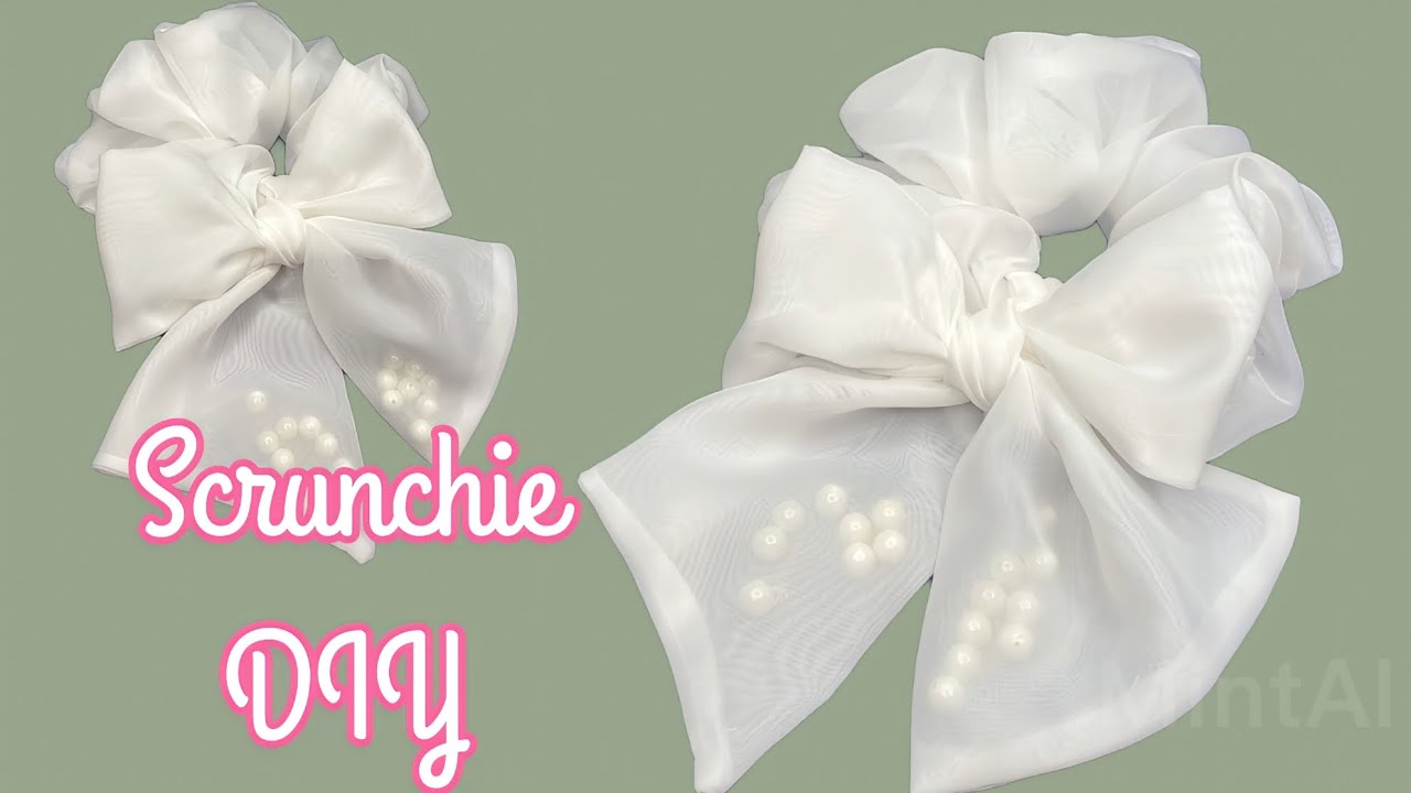 🎀Amazing Pearl Ribbon Scrunchie Tutorial | Easy Way To Make Scrunchie | Scrunchie DIY🎀